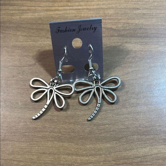 Silver Dragonfly Earrings - Picture 1 of 2